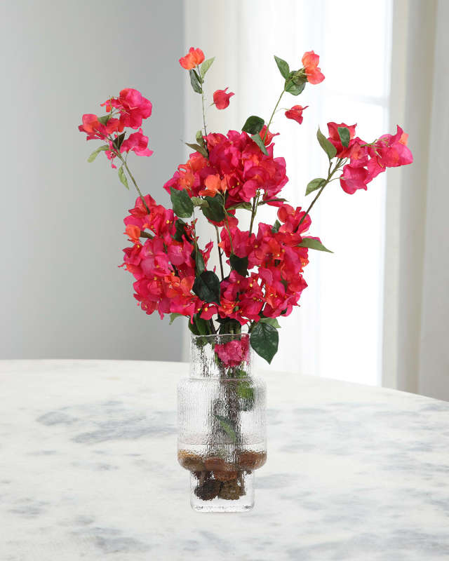 Waterfall Bougainvilla 33" Faux Floral Arrangement in Glass Vase